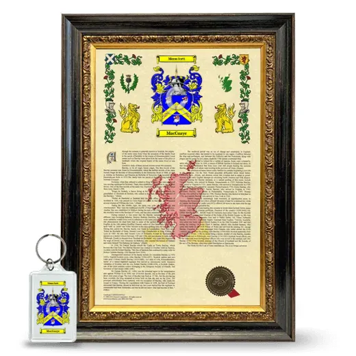 MacCuaye Framed Armorial History and Keychain - Heirloom