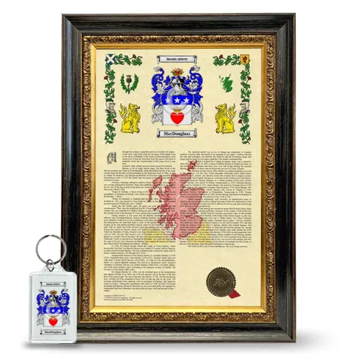 MacDouglass Framed Armorial History and Keychain - Heirloom