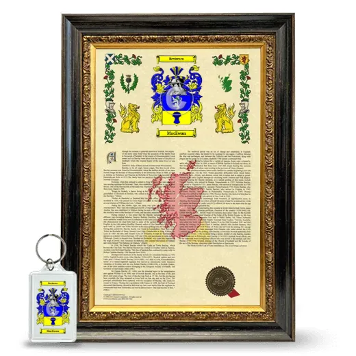 MacEwan Framed Armorial History and Keychain - Heirloom