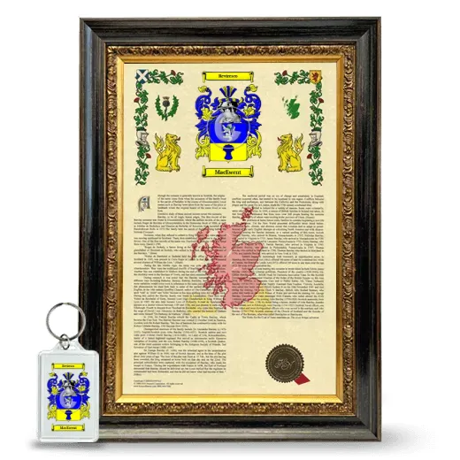 MacEwent Framed Armorial History and Keychain - Heirloom