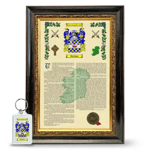 MacGann Framed Armorial History and Keychain - Heirloom