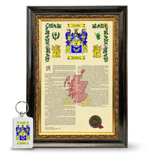 MacGilvray Framed Armorial History and Keychain - Heirloom