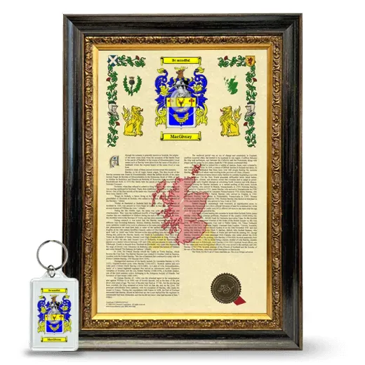MacGivray Framed Armorial History and Keychain - Heirloom