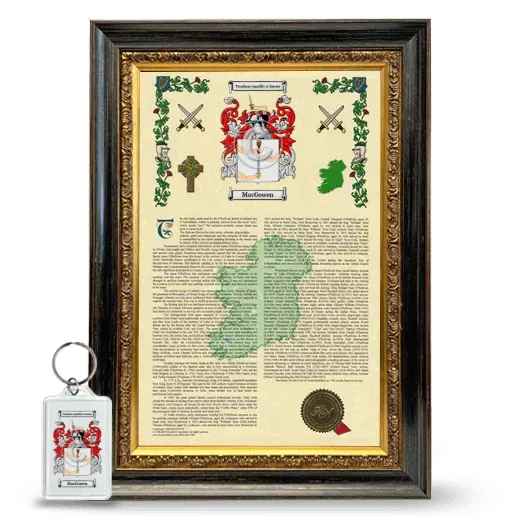MacGowen Framed Armorial History and Keychain - Heirloom