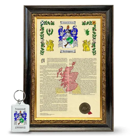 MacGreggorey Framed Armorial History and Keychain - Heirloom
