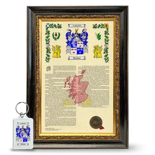 MacInay Framed Armorial History and Keychain - Heirloom