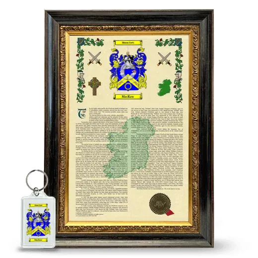 MacKaw Framed Armorial History and Keychain - Heirloom