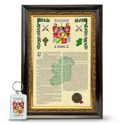 MacKeigan Framed Armorial History and Keychain - Heirloom
