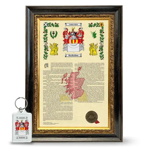 MacKeithen Framed Armorial History and Keychain - Heirloom