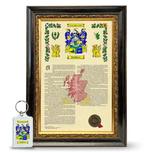 MacMaster Framed Armorial History and Keychain - Heirloom