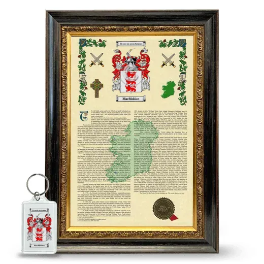 MacMohint Framed Armorial History and Keychain - Heirloom