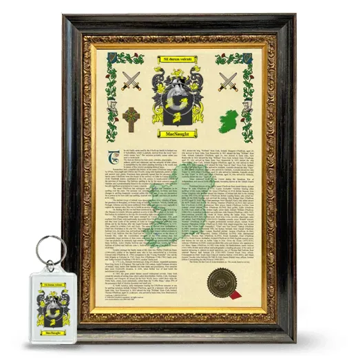 MacNaught Framed Armorial History and Keychain - Heirloom