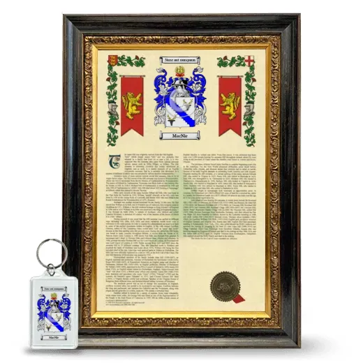 Macnie Framed Armorial History and Keychain - Heirloom
