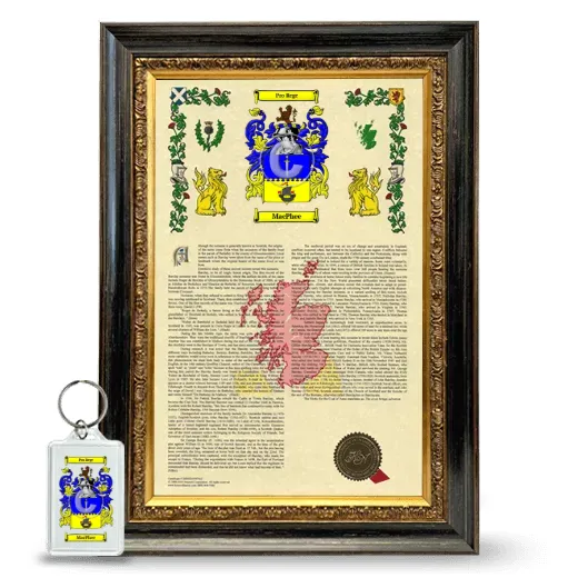 MacPhee Framed Armorial History and Keychain - Heirloom