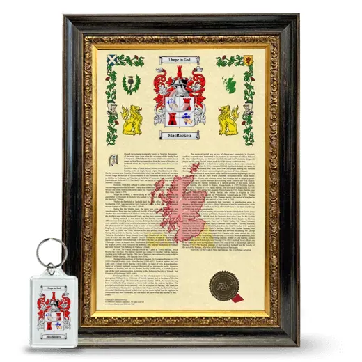 MacRacken Framed Armorial History and Keychain - Heirloom