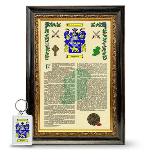 Magauran Framed Armorial History and Keychain - Heirloom