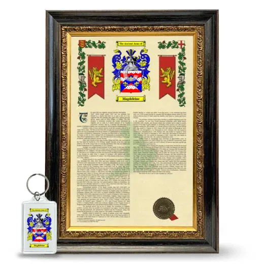 Magdeleine Framed Armorial History and Keychain - Heirloom