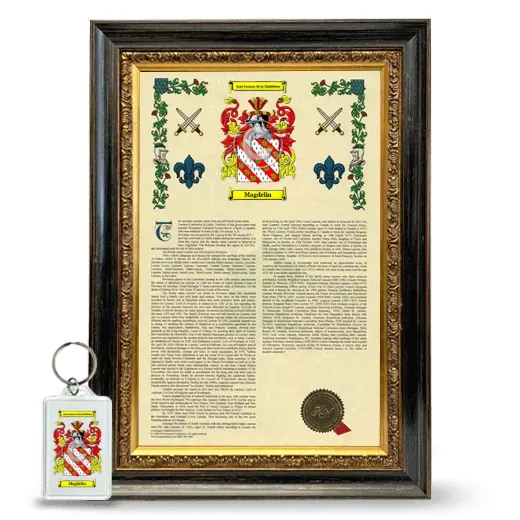 Magdelin Framed Armorial History and Keychain - Heirloom