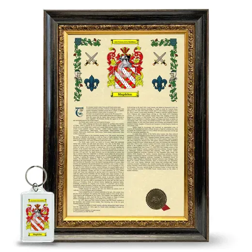 Magdelon Framed Armorial History and Keychain - Heirloom
