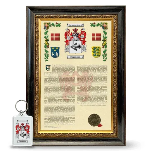 Magnússon Framed Armorial History and Keychain - Heirloom