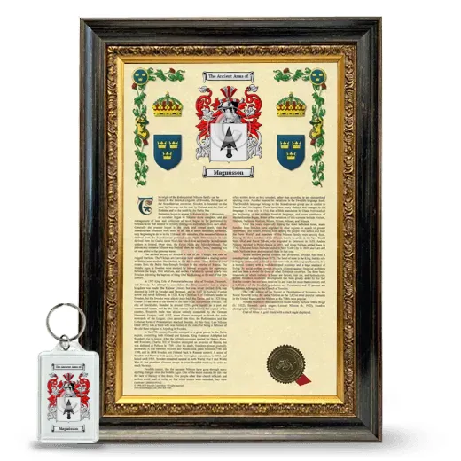Magnússon Framed Armorial History and Keychain - Heirloom
