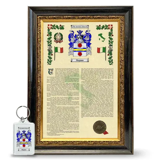 Magnan Framed Armorial History and Keychain - Heirloom