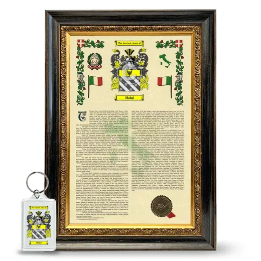 Maini Framed Armorial History and Keychain - Heirloom