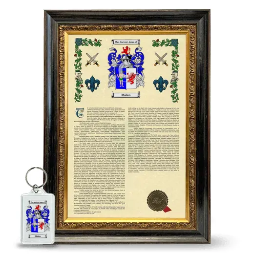 Malan Framed Armorial History and Keychain - Heirloom