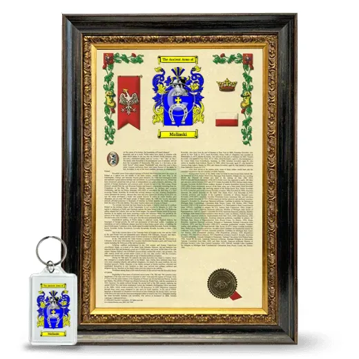 Malinski Framed Armorial History and Keychain - Heirloom