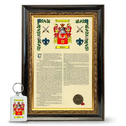 Mallete Framed Armorial History and Keychain - Heirloom