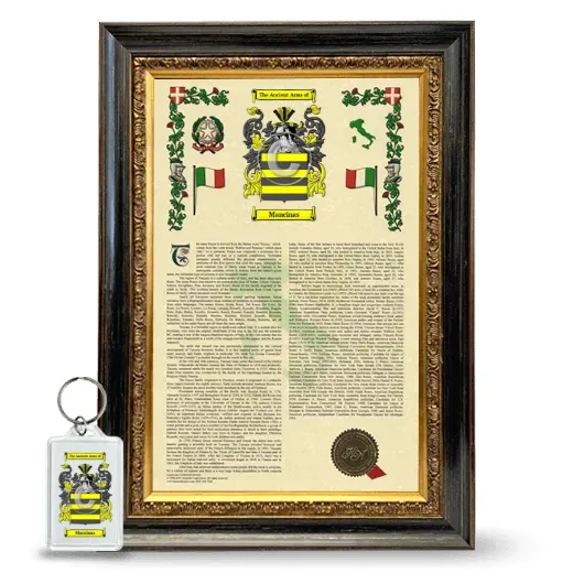 Mancinas Framed Armorial History and Keychain - Heirloom