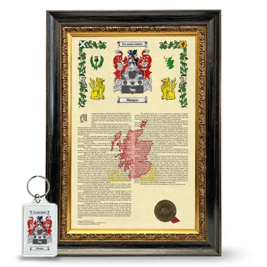 Mangus Framed Armorial History and Keychain - Heirloom