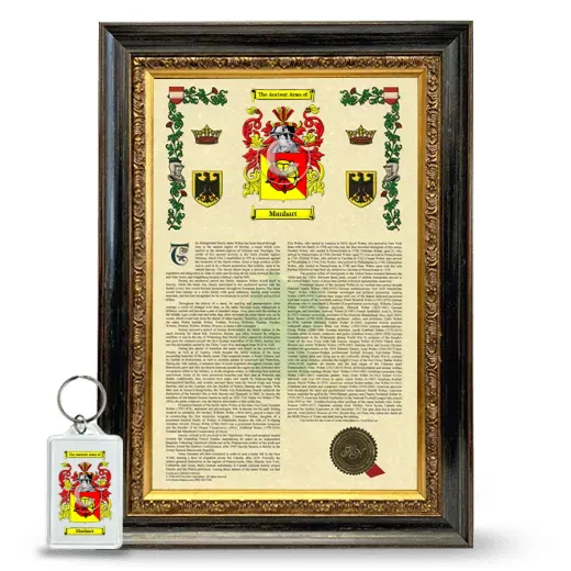 Manhart Framed Armorial History and Keychain - Heirloom