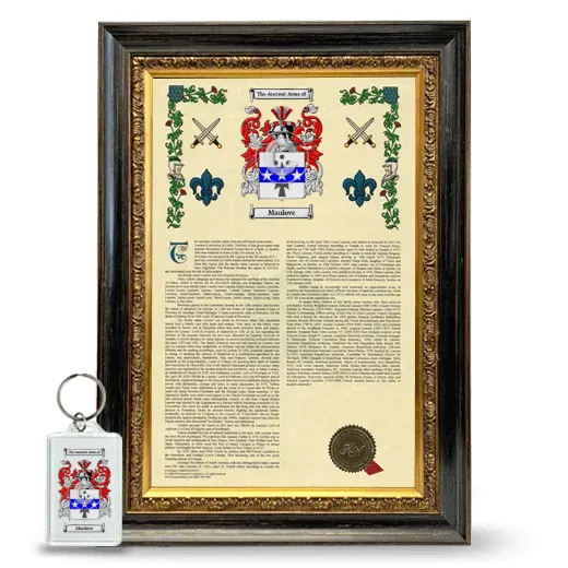 Manlove Framed Armorial History and Keychain - Heirloom