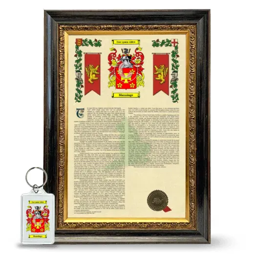 Manninge Framed Armorial History and Keychain - Heirloom