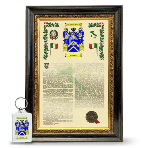 Manucci Framed Armorial History and Keychain - Heirloom