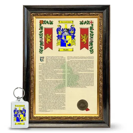 Maples Framed Armorial History and Keychain - Heirloom