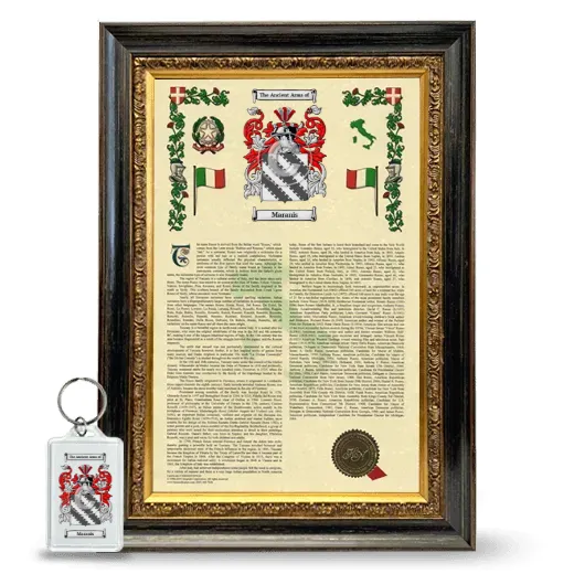 Maranis Framed Armorial History and Keychain - Heirloom