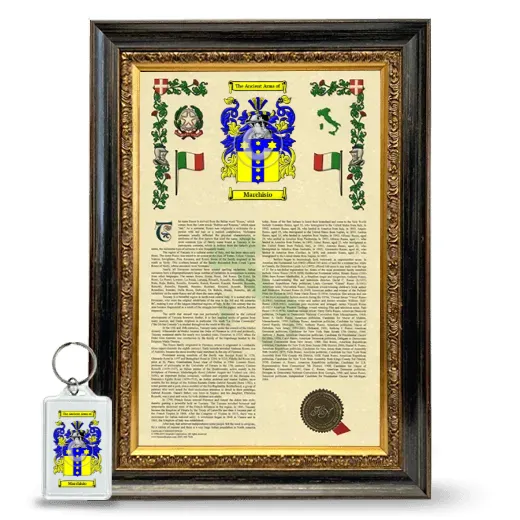 Marchisio Framed Armorial History and Keychain - Heirloom