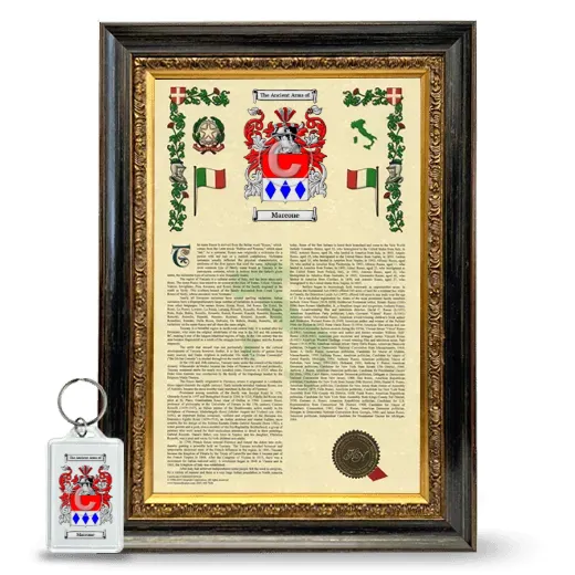 Marcone Framed Armorial History and Keychain - Heirloom