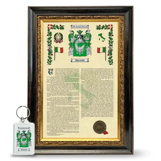 Marcovich Framed Armorial History and Keychain - Heirloom