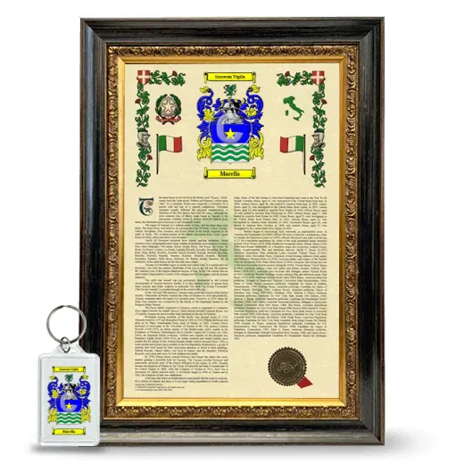 Marella Framed Armorial History and Keychain - Heirloom