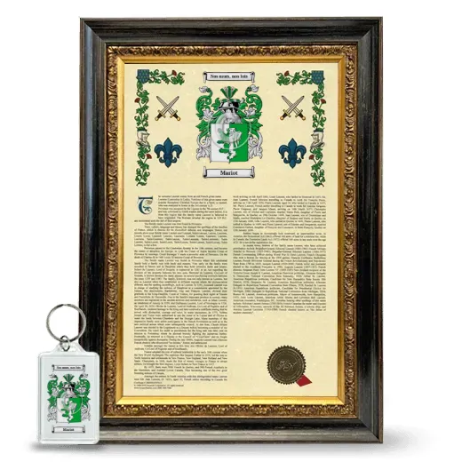 Mariot Framed Armorial History and Keychain - Heirloom