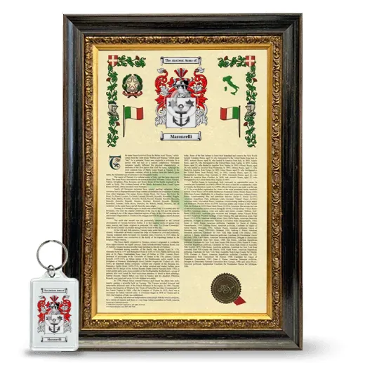 Maroncelli Framed Armorial History and Keychain - Heirloom