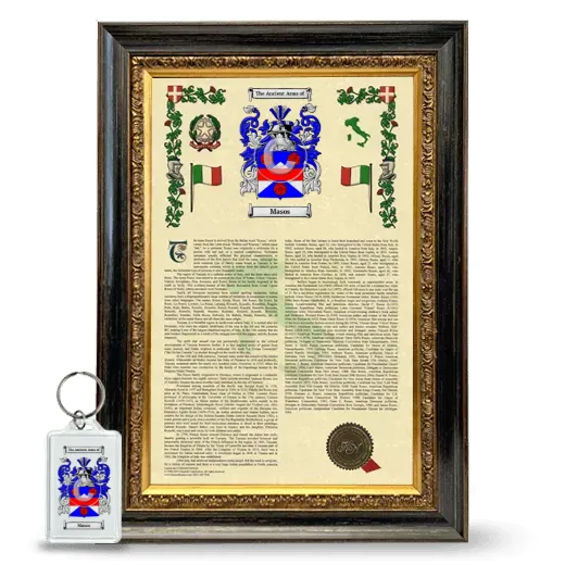 Masos Framed Armorial History and Keychain - Heirloom