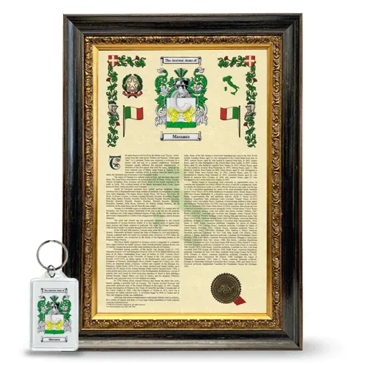 Massara Framed Armorial History and Keychain - Heirloom