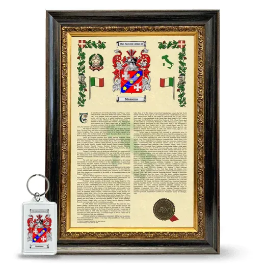 Massena Framed Armorial History and Keychain - Heirloom