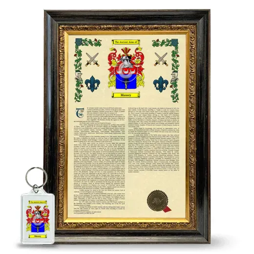 Massey Framed Armorial History and Keychain - Heirloom