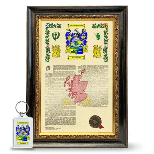 Masterson Framed Armorial History and Keychain - Heirloom