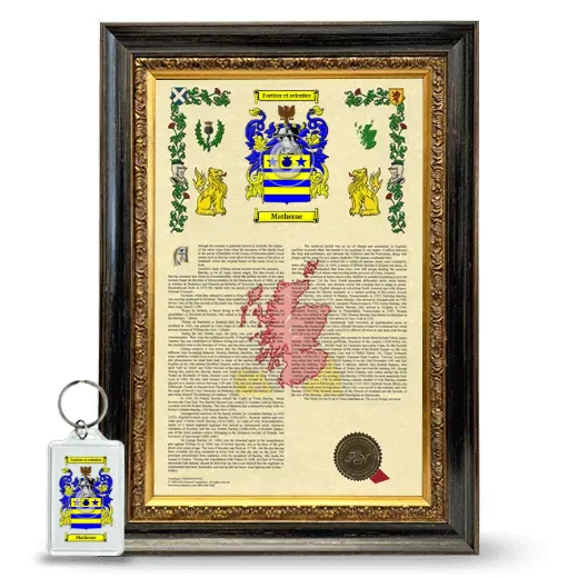 Matherne Framed Armorial History and Keychain - Heirloom